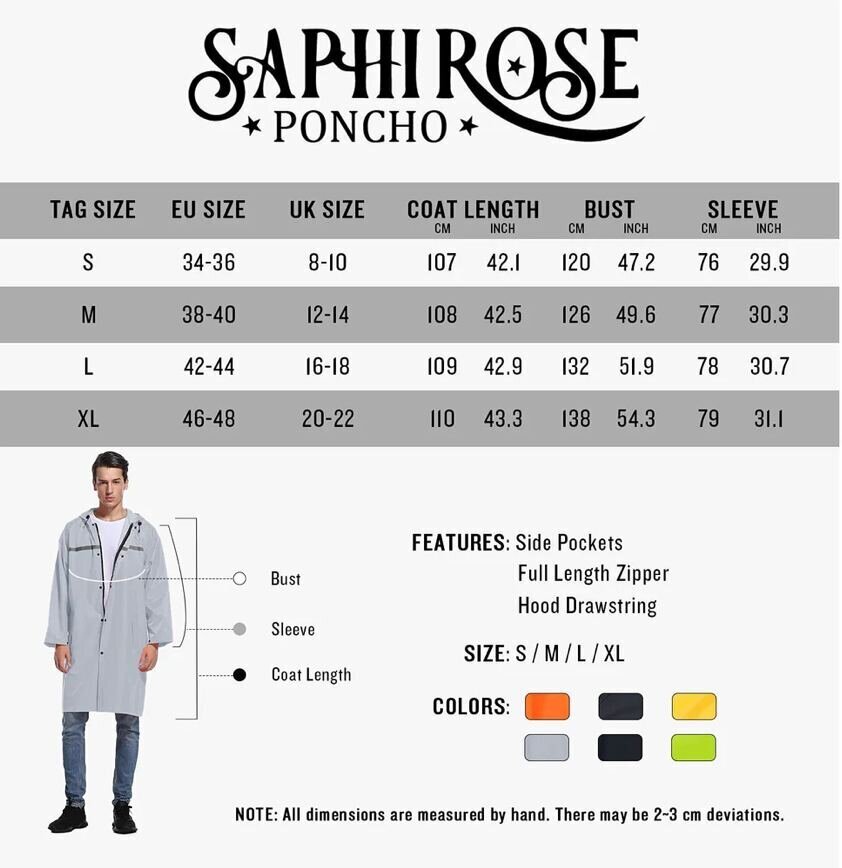 Vairākkārt lietojams lietusmētelis vīriešiem SaphiRose цена и информация | Vīriešu virsjakas | 220.lv