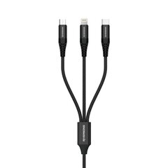 Riversong laidas 3in1 Infinity 05 USB - Lightning + USB-C + microUSB 1,0 m juodas C58 цена и информация | Кабели для телефонов | 220.lv