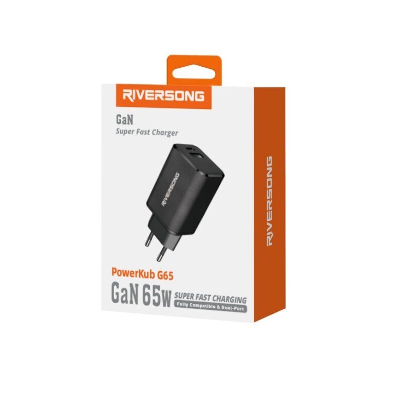 Riversong sienas lādētājs PowerKub G65 65W 1x USB 1x USB-C melns AD96-EU цена и информация | Lādētāji un adapteri | 220.lv