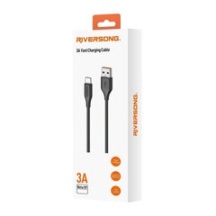 Riversong kabelis Beta 09 USB - USB-C 1,0m 3A melns CT85 cena un informācija | Savienotājkabeļi | 220.lv