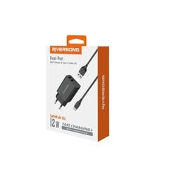 Riversong sienas lādētājs SafeKub D2 2x USB 12W melns + kabelis USB - USB-C AD29 + CT85 cena un informācija | Lādētāji un adapteri | 220.lv
