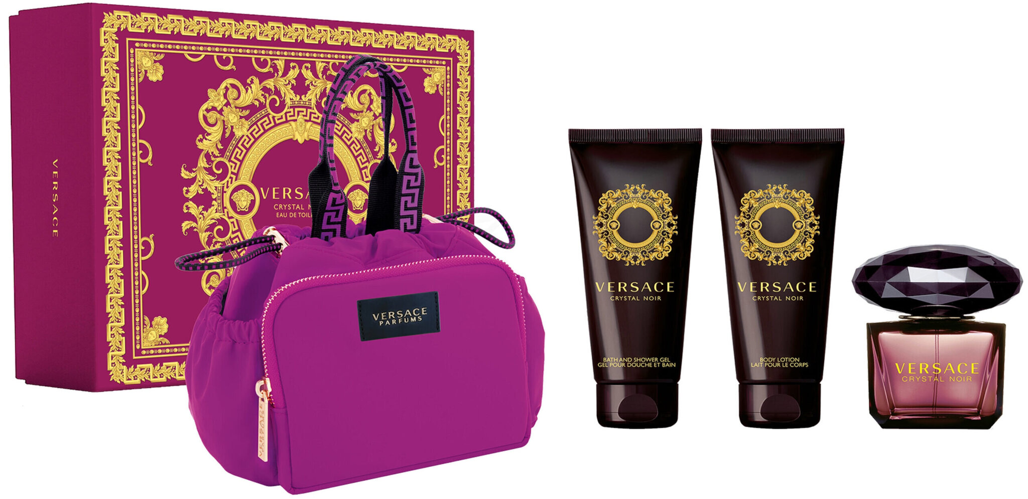 Kosmētikas komplekts Versace Crystal Noir sievietēm: tualetes ūdens EDT, 90 ml + ķermeņa losjons, 100 ml + dušas želeja, 100 ml + цена и информация | Ķermeņa krēmi, losjoni | 220.lv
