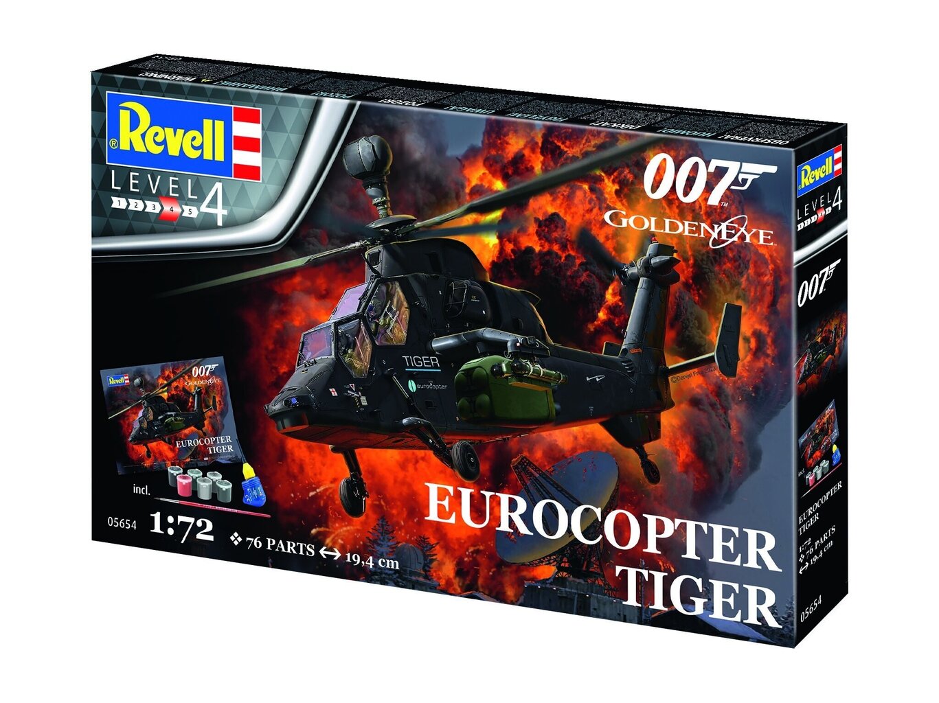 Dāvanu komplekts Revell - James Bond 007 Golden Eye Eurocopter Tiger, 1/72, 05654 cena un informācija | Konstruktori | 220.lv