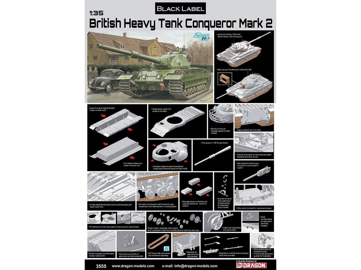 Konstruktors Dragon - British Heavy Tank FV214 Conqueror Mark 2 Black Label, 1/35, 3555 cena un informācija | Konstruktori | 220.lv