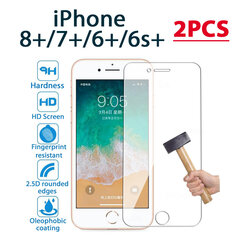 Защитное стекло PRO+ 9H Tempered Glass Screen Protector (2pcs pack) для Apple iPhone 6+/6S+/7+/8+ цена и информация | Защитные пленки для телефонов | 220.lv