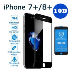 Защитное стекло 10D PRO+ 9H Tempered Glass Screen Protector Black Черное (1pcs pack) для Apple iPhone 7+/8+ цена и информация | Защитные пленки для телефонов | 220.lv