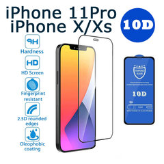 Защитное стекло 10D PRO+ 9H Tempered Glass Screen Protector Black Черное (1pcs pack) для Apple iPhone X/XS/11 PRO цена и информация | Защитные пленки для телефонов | 220.lv