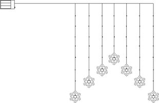 Lampiņu virtene - aizkars ar sniegpārslām uz baterijām 47LED 3xAA 0,3W 60x85cm DecySnowflake 729-53 cena un informācija | Ziemassvētku lampiņas, LED virtenes | 220.lv