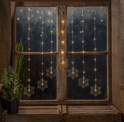 Lampiņu virtene - aizkars ar sniegpārslām uz baterijām 47LED 3xAA 0,3W 60x85cm DecySnowflake 729-53 cena un informācija | Ziemassvētku lampiņas, LED virtenes | 220.lv