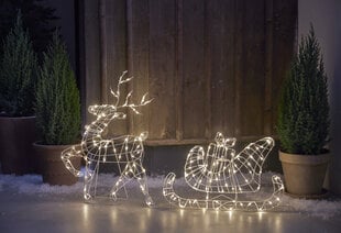 LED Āra gaismas dekors briedis ar kamanām sudraba krāsā 2,2W 115x73cm Atja 803-47 cena un informācija | Ziemassvētku dekorācijas | 220.lv