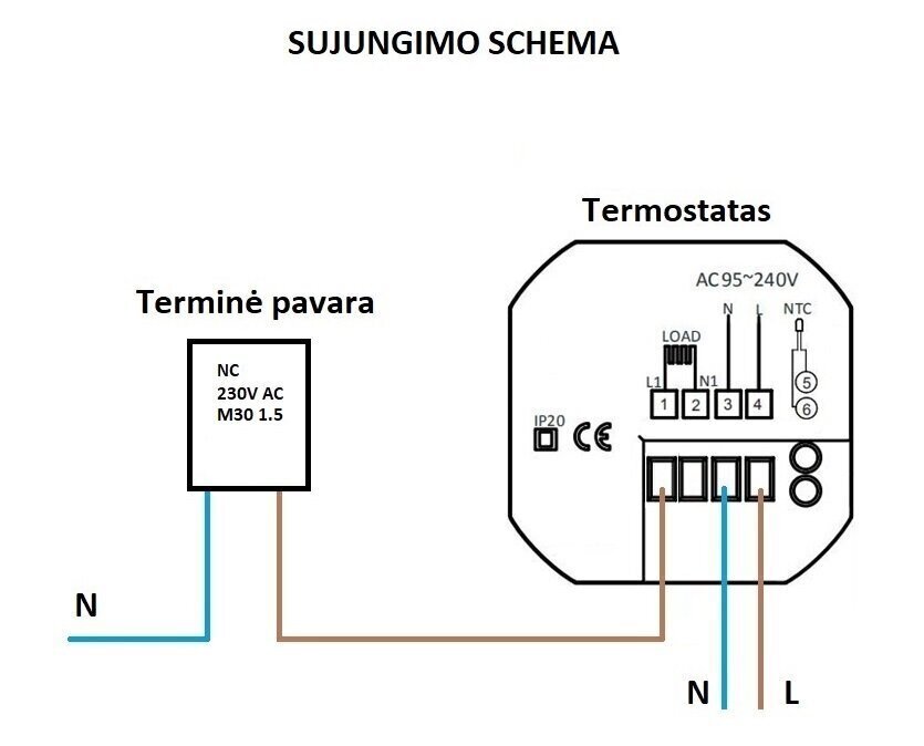 Viedais termostats Spring TR8000-1WW, termostats grīdas apsildei, balts cena un informācija | Siltās grīdas | 220.lv