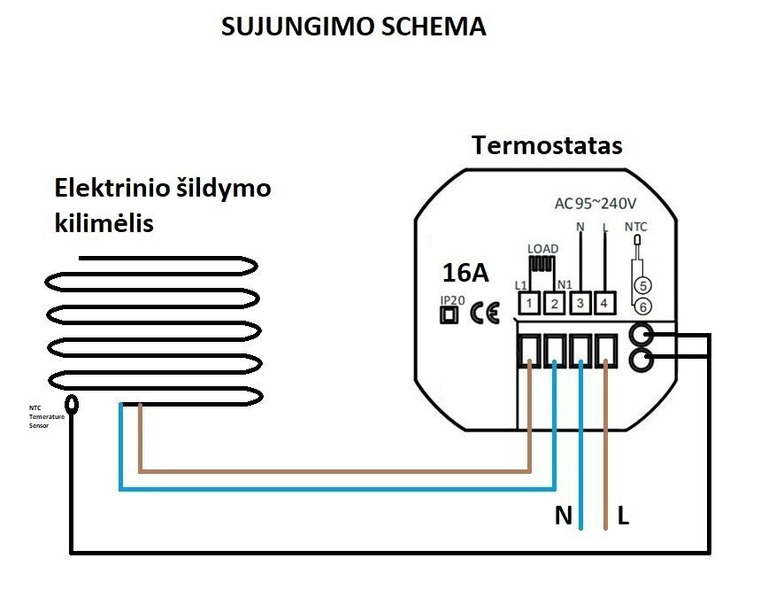 Viedais termostats Spring TR8000-1WW, termostats grīdas apsildei, balts cena un informācija | Siltās grīdas | 220.lv