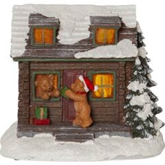 Ziemassvētku dekors mājiņa ar lāčiem brūns 0,15W 18x16cm 3xAA Tedville 992-68 cena un informācija | Ziemassvētku dekorācijas | 220.lv