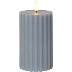 LED vaska svece 7,5x15cm 2xAA zila Flamme Stripe 061-70 cena un informācija | Sveces un svečturi | 220.lv