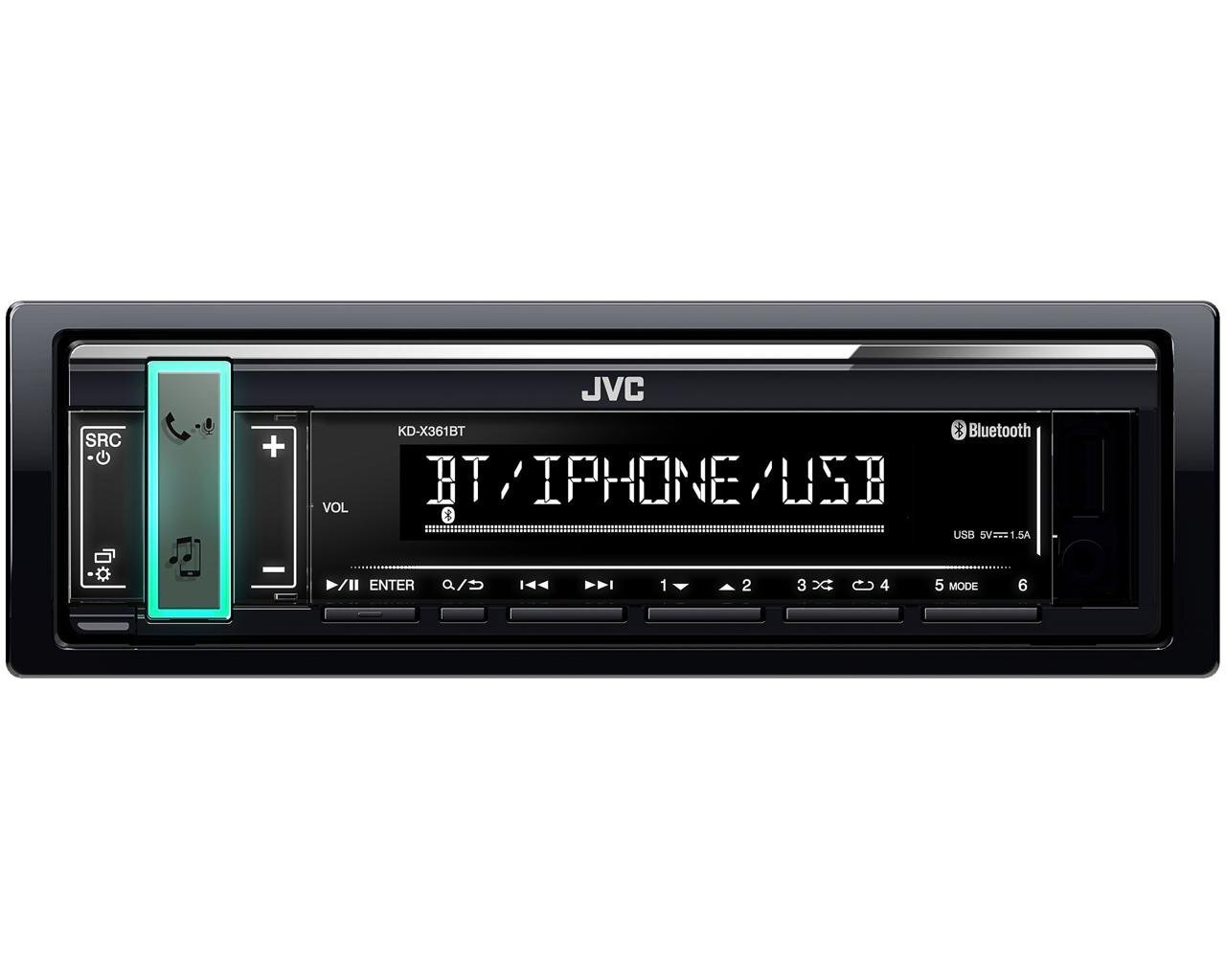 JVC KD-X361BT Automagnetola Bluetooth / FLAC / Android / USB / AUX / RADIO / 4 X 50W melna cena un informācija | Auto magnetolas, multimedija | 220.lv