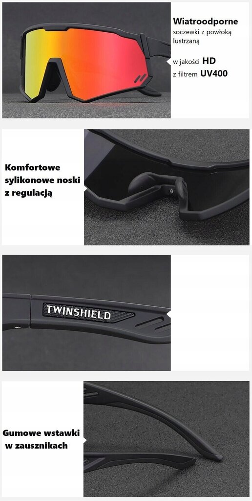 Velobrilles Twinshield STW-C13, melnas/zilas cena un informācija | Sporta brilles | 220.lv