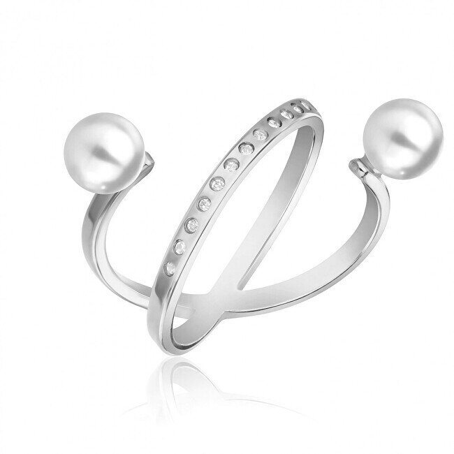 Elegants tērauda gredzens ar pērlēm WR1023S Emily Westwood cena un informācija | Gredzeni | 220.lv