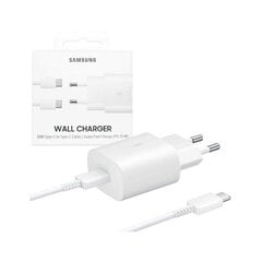 Зарядное устройство Samsung EP-TA800XWE USB-C Quickcharge 25 Вт PD + кабель USB-C, 1 м цена и информация | Зарядные устройства для телефонов | 220.lv