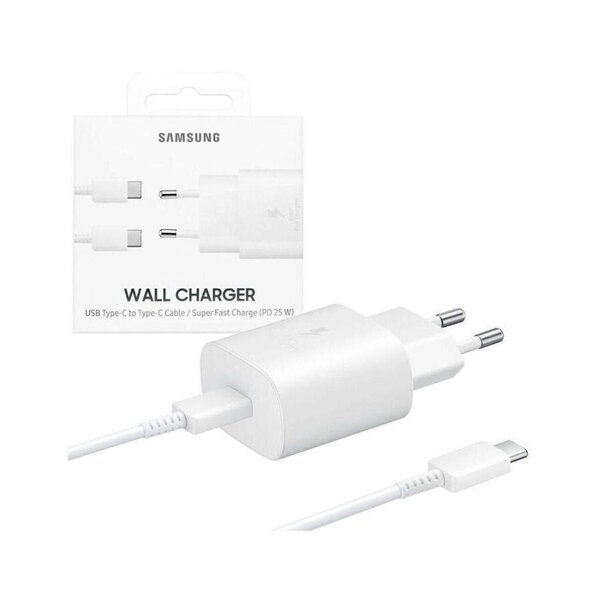 ЗарядноеустройствоSamsungEP-TA800XWEUSB-CQuickcharge25ВтPD+кабельUSB-C,1м