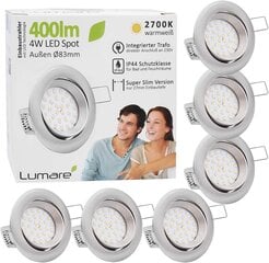 LED griestu lampas Lumare, 400LM, 4W, 230V, 6gab, balts цена и информация | Монтируемые светильники, светодиодные панели | 220.lv