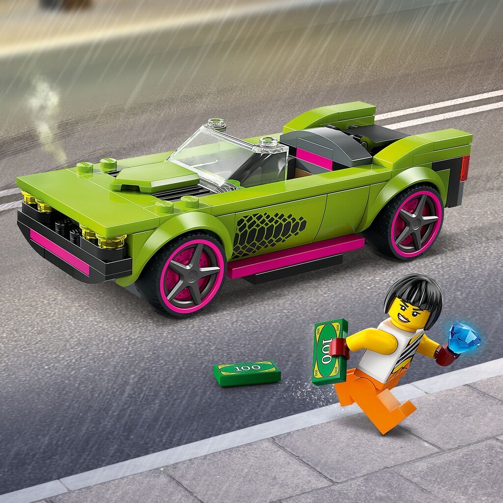 60415 LEGO® City Policijas automašīna un pakaļdzīšanās jaudīgai automašīnai cena un informācija | Konstruktori | 220.lv