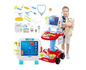 Ārsta rotaļlietu komplekts, ratiņi ar gaismas un skaņas efektiem Iso Trade цена и информация | Игрушки для девочек | 220.lv