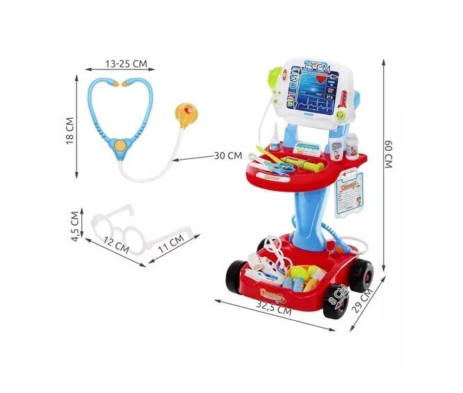 Ārsta rotaļlietu komplekts, ratiņi ar gaismas un skaņas efektiem Iso Trade cena un informācija | Rotaļlietas meitenēm | 220.lv