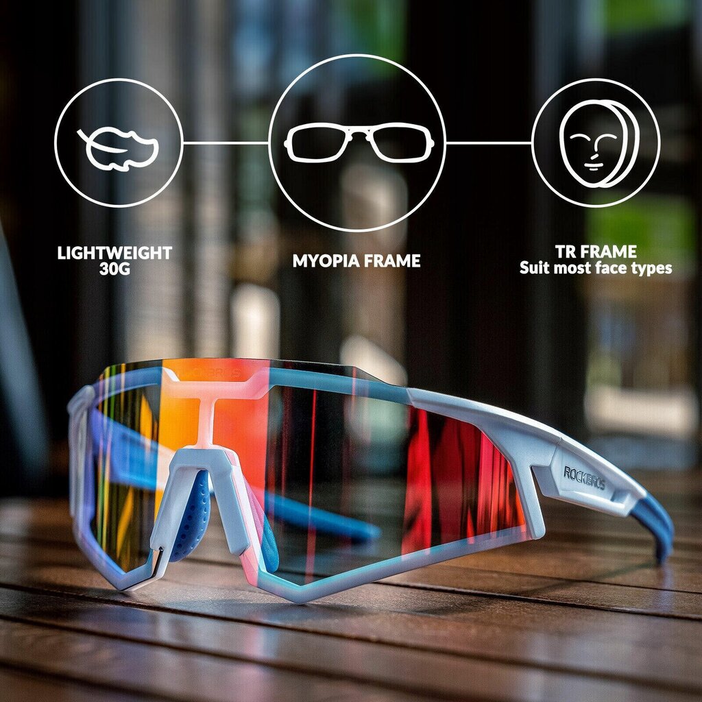 Velosipēdistu saulesbrilles ar fotohromisko rāmi SP291, baltas цена и информация | Sporta brilles | 220.lv