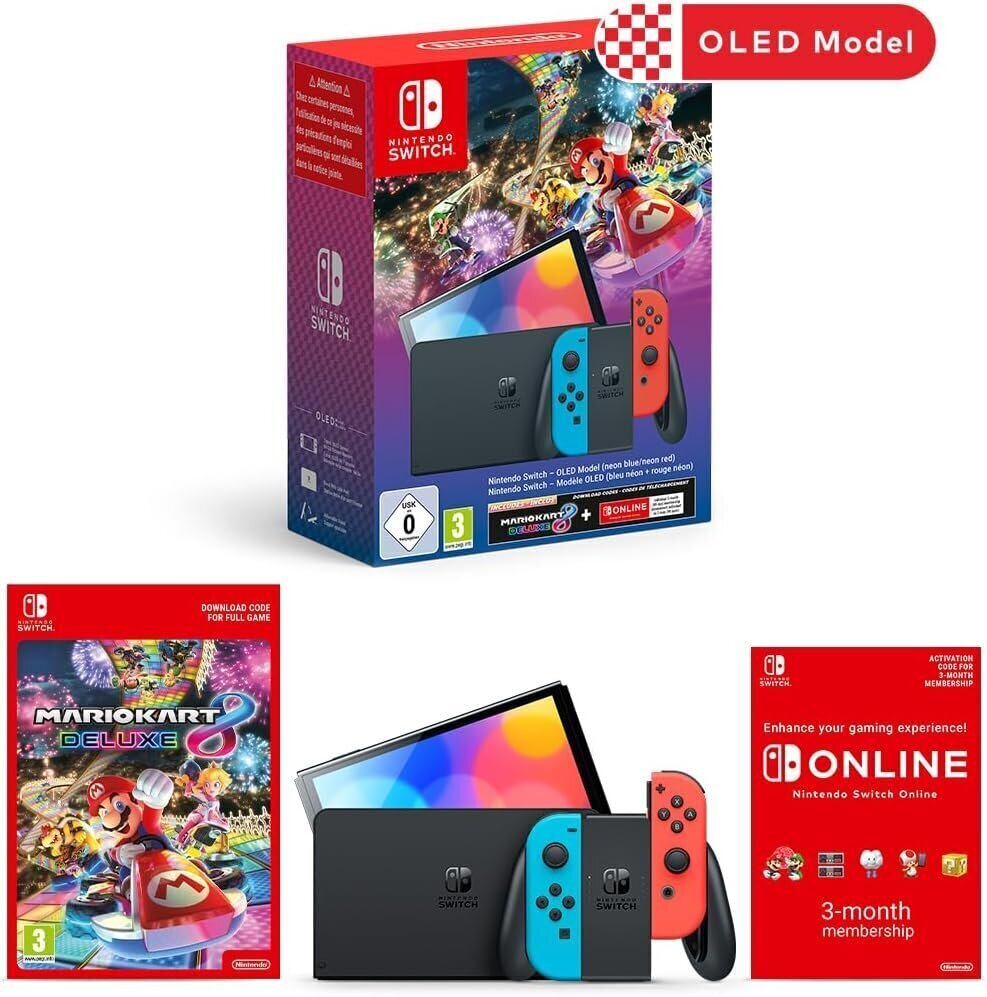 Prece ar bojātu iepakojumu. Nintendo Switch OLED bundle Mario Kart 8 Deluxe Bundle + NSO цена и информация | Datortehnika ar bojātu iepakojumu | 220.lv