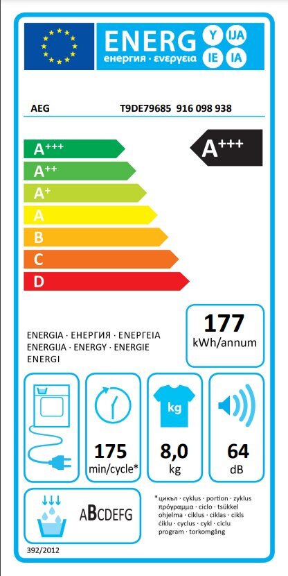 AEG T9DE79685 cena un informācija | Veļas žāvētāji | 220.lv