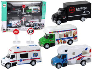 Rotaļu transportlīdzekļu komplekts ar ceļa zīmēm Lean Toys cena un informācija | Rotaļlietas zēniem | 220.lv
