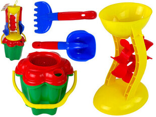 Smilšu rotaļu komplekts ar dzirnaviņām, 5 daļas cena un informācija | Ūdens, smilšu un pludmales rotaļlietas | 220.lv