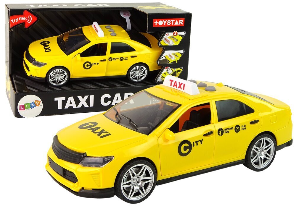 Rotaļu automobilis Lean Toys Taxi ar skaņām un gaismām, dzeltens цена и информация | Rotaļlietas zēniem | 220.lv