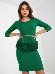 зеленое приталенное коктейльное платье с баской и поясом цена и информация | Платья | 220.lv