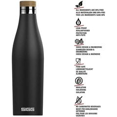Dzeramā pudele Sigg Meridian Black, 500 ml cena un informācija | Ūdens pudeles | 220.lv