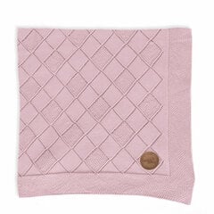 Ceba Beba dāvanu kastē ar adītu segu-pledu Rice stitch pink, 90x90 cm цена и информация | Покрывала, пледы | 220.lv