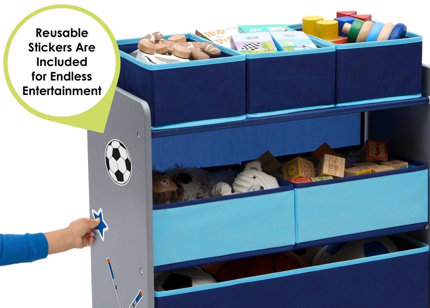 Bērnu istabas plaukti ar konteneriem, zils cena un informācija | Plaukti bērnu istabai | 220.lv