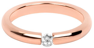 Troli Тонкое стальное кольцо с покрытием из розового золота и кристаллом цена и информация | Кольца | 220.lv