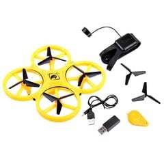 Rokas drons ar tālvadības pulti Quadrocopter, dzeltens цена и информация | Игрушки для мальчиков | 220.lv