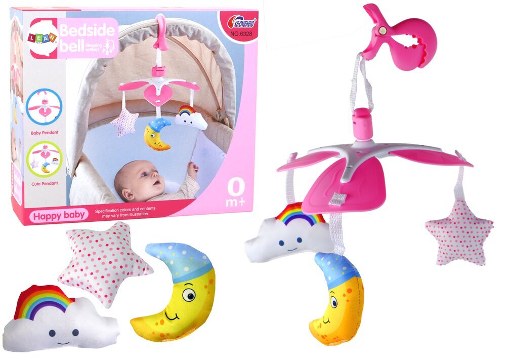 Bērnu gultiņas karuselis, rozā цена и информация | Rotaļlietas zīdaiņiem | 220.lv