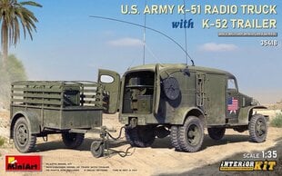 Līmējošais modelis MiniArt 35418 US Army K-51 Radio Truck w/K-52 Trailer Interior Kit 1/35 цена и информация | Склеиваемые модели | 220.lv