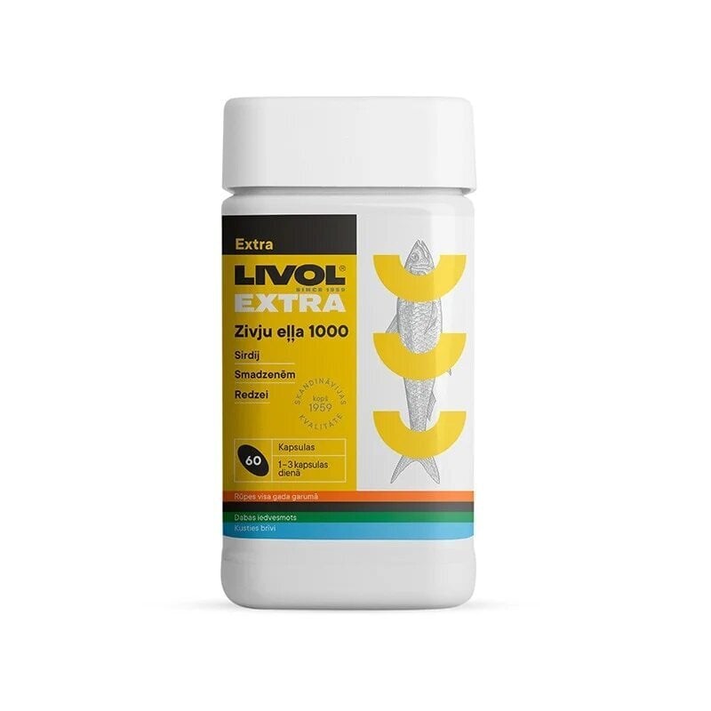 Uztura bagātinātājs Zivju eļļa Livol Extra, 1000mg, N60 цена и информация | Vitamīni, preparāti, uztura bagātinātāji labsajūtai | 220.lv