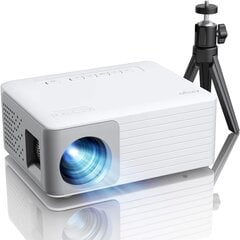 Мини-проектор со штативом Akiyo Mini, Full HD 1080P, совместим со смартфоном, HDMI/USB/AV, белый цена и информация | Проекторы | 220.lv