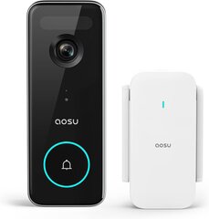 Aosu bezvadu video domofons, 5MP, Wi-Fi 5GHz/2,4GHz, uzlādējams, melns cena un informācija | Durvju zvani, actiņas | 220.lv