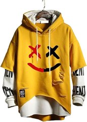 Unisex sporta krekls ar kapuci Hello MrLin, dzeltens, balts cena un informācija | Vīriešu džemperi | 220.lv