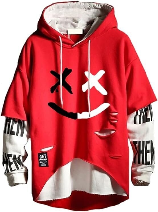 Unisex džemperis ar kapuci Hello MrLin, sarkans, balts cena un informācija | Vīriešu džemperi | 220.lv