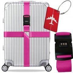 Drošības josta ceļojuma koferim, rozā цена и информация | Чемоданы, дорожные сумки | 220.lv