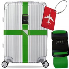 Drošības josta ceļojuma koferim, zaļa цена и информация | Чемоданы, дорожные сумки | 220.lv