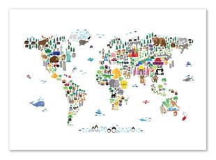 Плакат  Animal World map 50 x 70 cm цена и информация | Картины | 220.lv