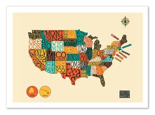Плакат  United States Map 50 x 70 cm цена и информация | Картины | 220.lv